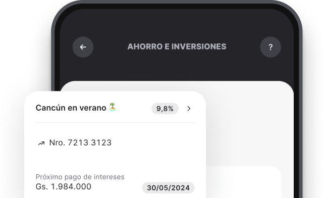 Pantalla de la sección Ahorros e inversiones de la app ueno bank con el detalle de una inversión en CDA.