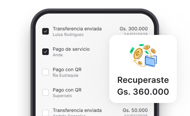 Historial de movimientos y dinero recuperado en una cuenta ueno bank