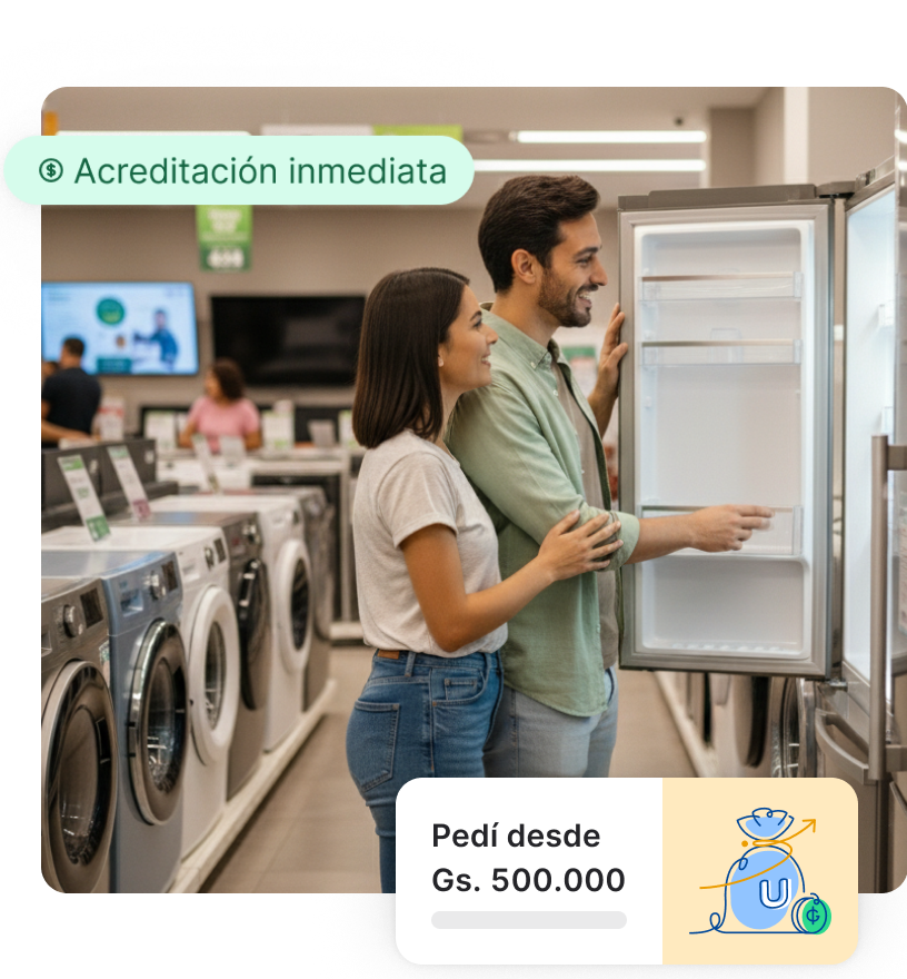 Personas utilizando un préstamo de ueno bank con acreditación inmediata